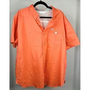 Columbia Short Sleeve Button Down Performance Fishing Gear Shirt Men’s Size 2XL